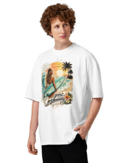 Sunset Oversized Unisex Bio-T-Shirt mit breitem Kragen